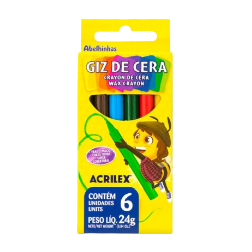 Giz de Cera Acrilex c/ 6 Cores - RF 9006