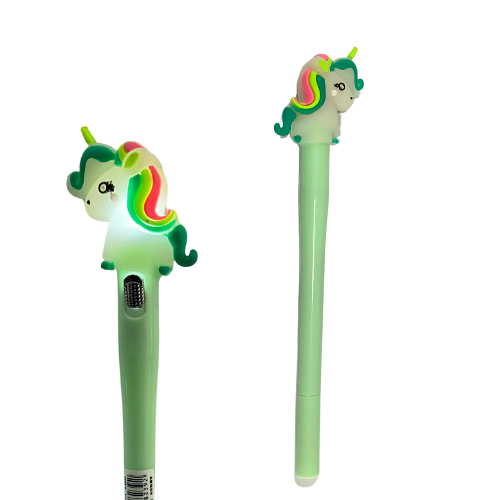 Caneta que Acende Led Unicórnio - Verde Bêbe
