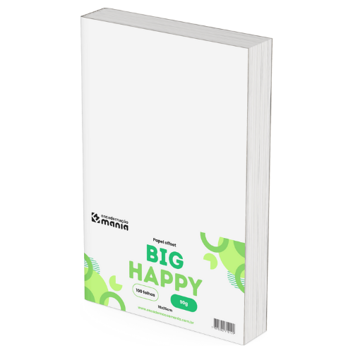 Pct c/ 100 fls Offset Big Happy 18x25cm