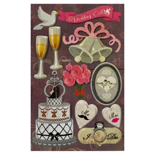 Adesivos Chipboard 3D Glitter - Wedding  - Art & Montagem