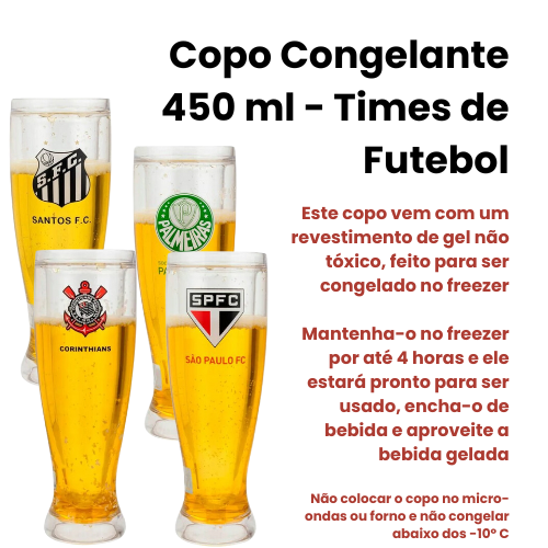 Copo Térmico Congelante 450ml - Times