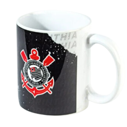 Caneca Corinthians Coração Preto e Branco - Sude