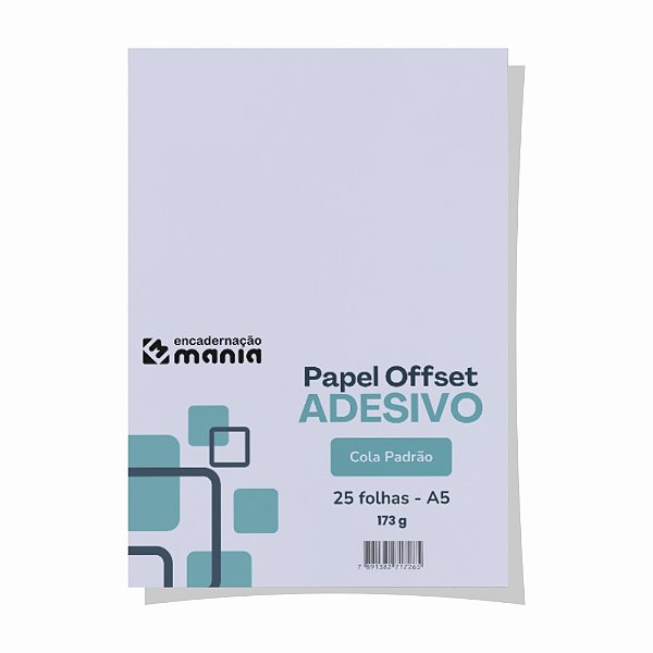 Pct c/ 25 fls Papel Offset Adesivo - Tamanho A5