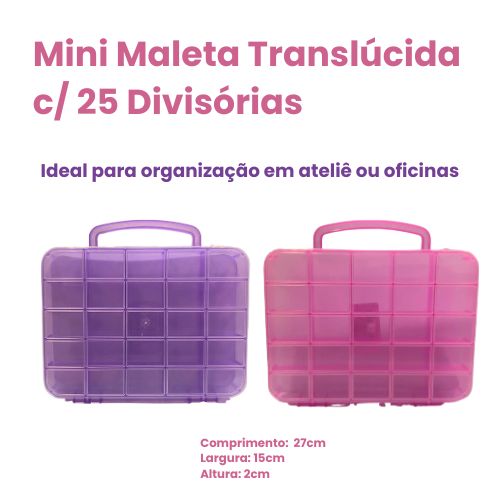 Mini Maleta Plástica Translúcida c/ 25 Divisórias