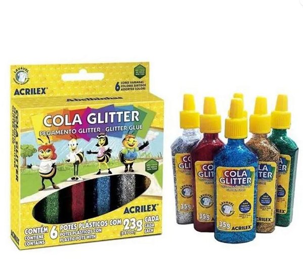 Cola Glitter Acrilex 23g - c/ 6 cores - RF 02923