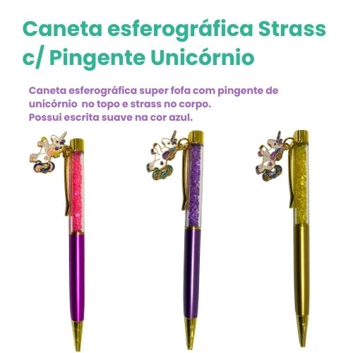 Caneta Esferográfica Luxo Unicórnio