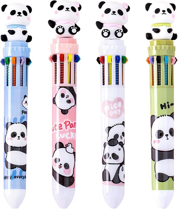 Caneta Fofa 10 Cores Panda