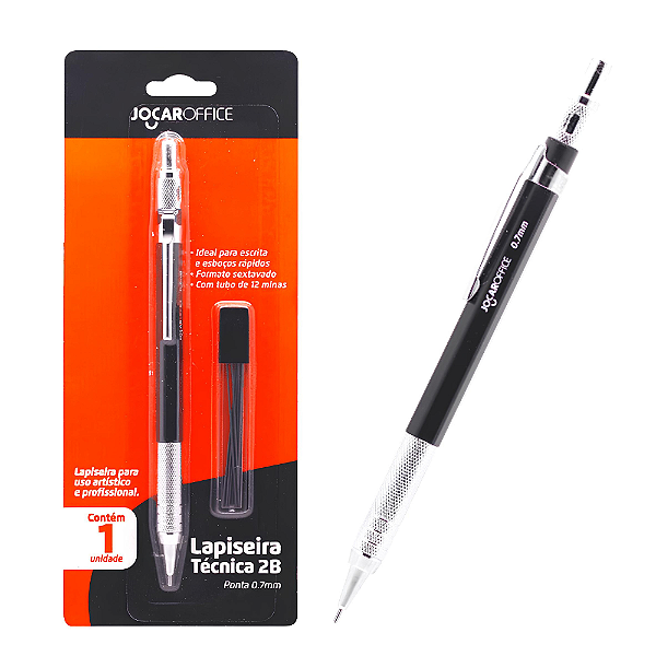 Lapiseira Técnica 2B 0,7MM c/ 12 Grafites - Jocar Office