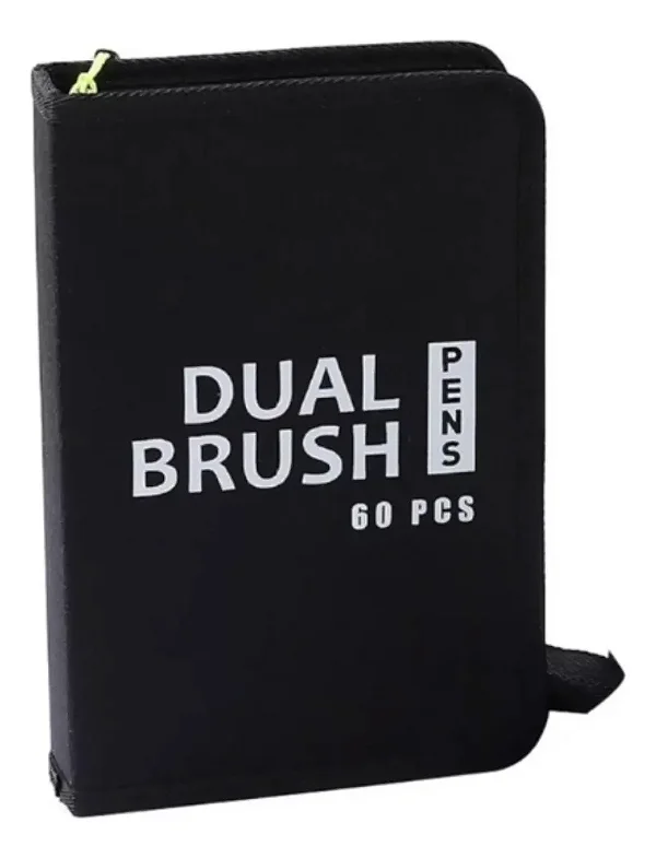 Estojo c/ 60 Canetas Ponta Dupla DUAL BRUSH Pens para Pintar Boobie Goods