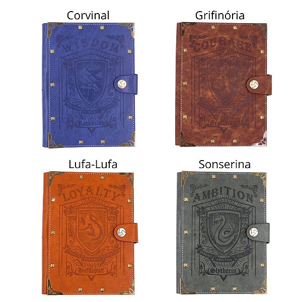 Fichario Harry Potter Couro c/ Fecho Botão 19x23cm