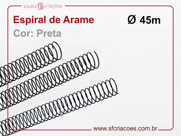 Espiral de Arame 45mm - Preto - 10 unidades
