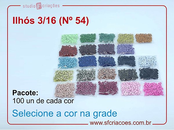 Pacote c/ 100 Ilhos n 54 (3/16 polegadas)