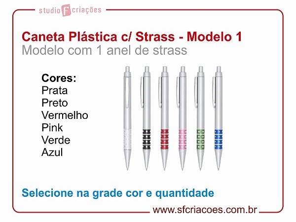 Caneta Plástica STRASS - Modelo 1