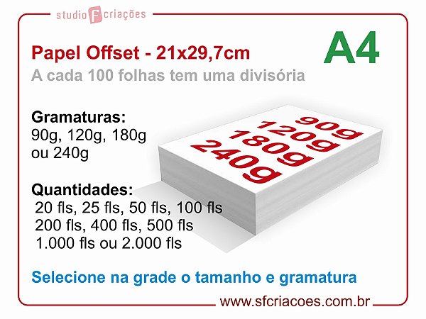 Papel Offset Tamanho A4