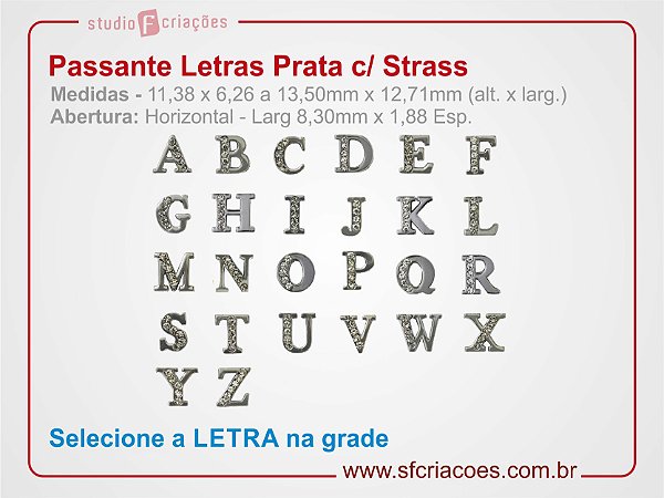 Passante Letra Prata com Strass