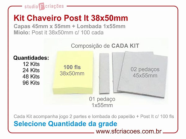 Kit Chaveiro Post It 38x50mm