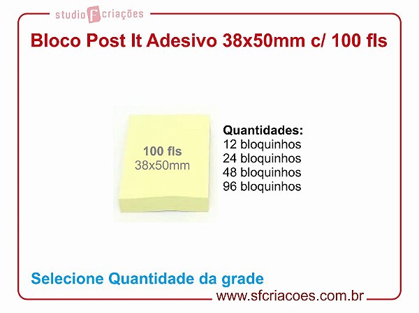 Bloco Post It Papel Adesivado 38x50mm