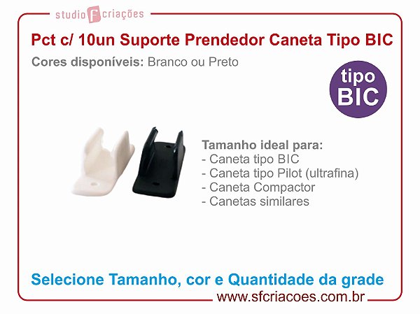 Pct c/ 10un Suporte Prendedor Tipo BIC