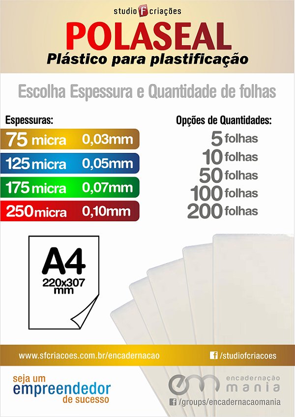 Polaseal - Plastico para Plastificacao - A4 (220 x 307mm)