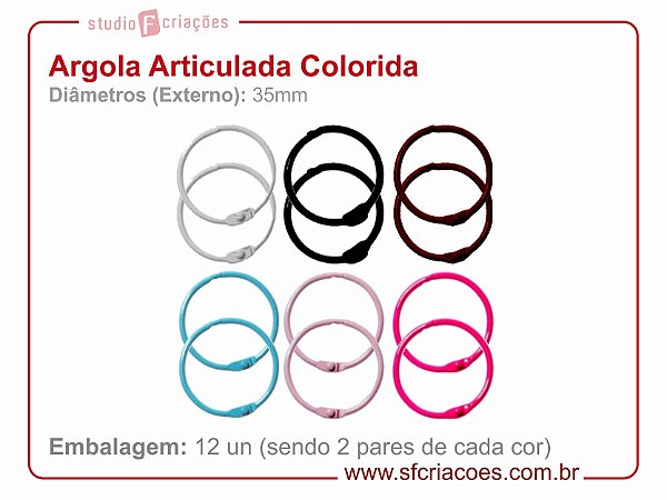Argola Articulada 06 cores c/ 01 par de cada cor