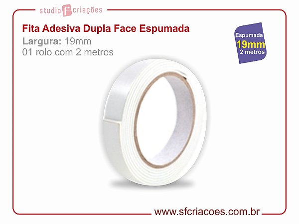 Fita Adesiva Dupla Face ESPUMADA - Largura 19mm c/ 2 metros