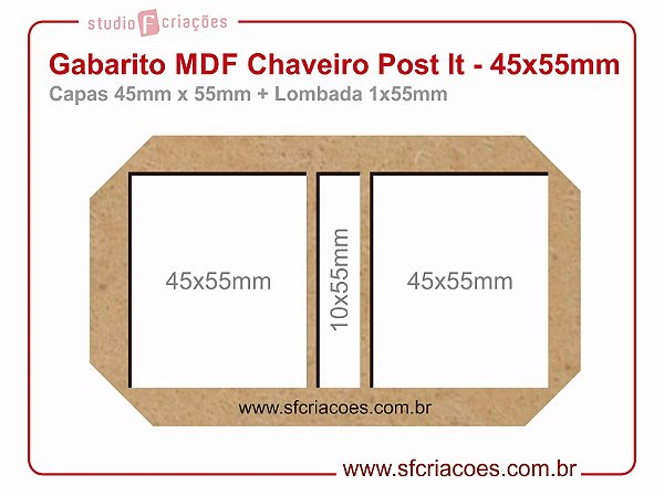 Gabarito MDF Chaveiro Post It - 45x55mm