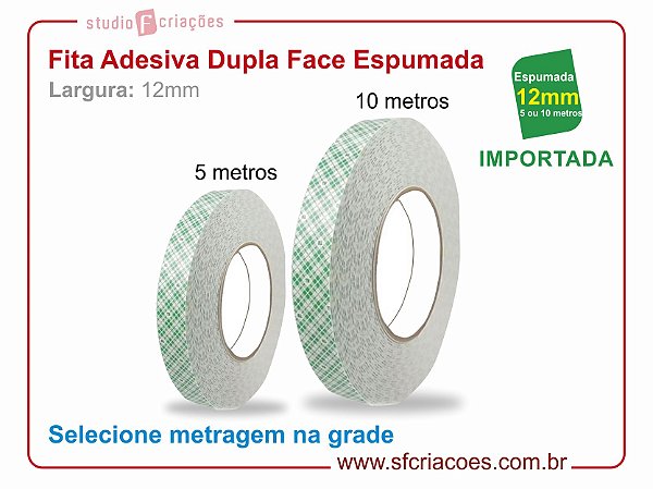 Fita Adesiva Dupla Face ESPUMADA - Largura 12mm c/ 5 ou 10 metros