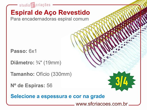 Espiral de Aço Revestido 19mm (3/4") - Passo 6x1