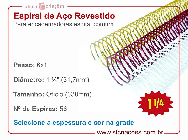 Espiral de Aço Revestido 31,7mm (1 1/4") - Passo 6x1