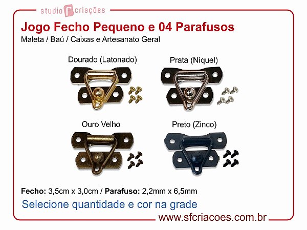 Jogo Fecho Pequeno c/ 04 Parafusos