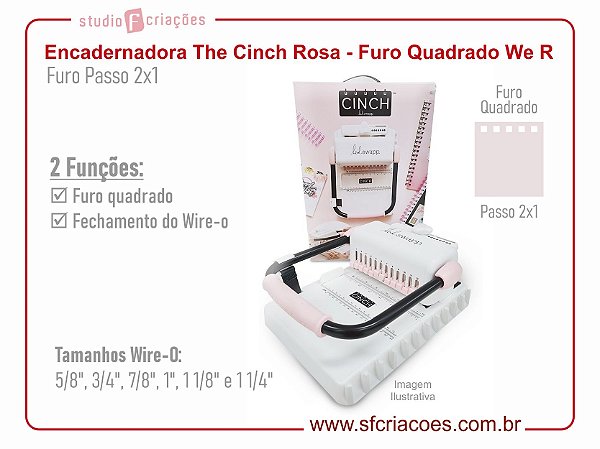 Encadernadora The Cinch Rosa - Furo Quadrado - We R