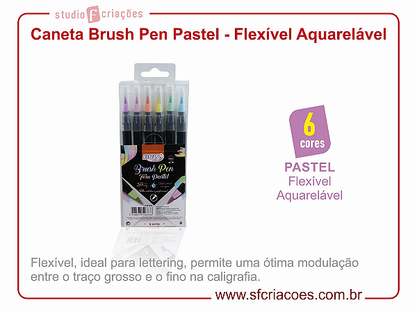 Caneta Brush Pen Aquarelável - Cores Pastéis