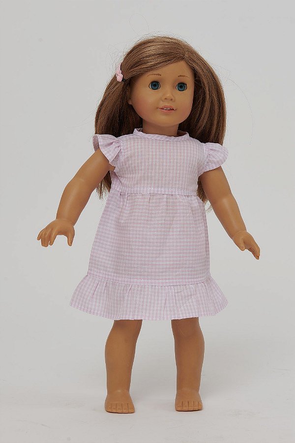 Vestido de Boneca American Girl Vichy Rosa