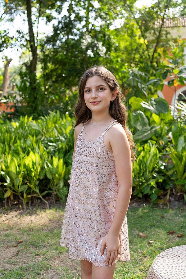 Vestido Paetê Flor
