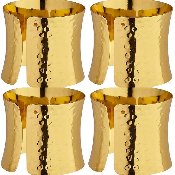 Kit Anéis Para Guardanapos de Metal Dourado 4 Pçs. - Anel de Guardanapo Dourado - Mesa Posta