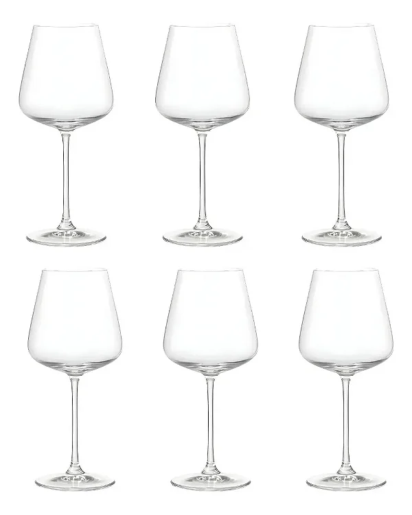 Jogo 6 Taças Vidro Cristal 612ml Premium Vinho Água Drinks