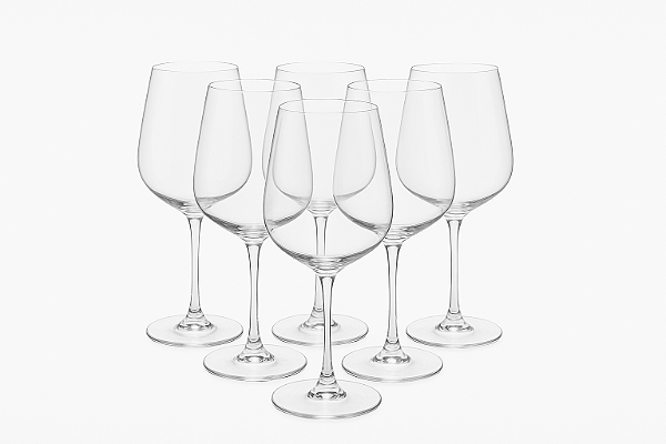 Jogo 6 Taças Altas Vidro Cristal Quadrada Para Vinho 612ml