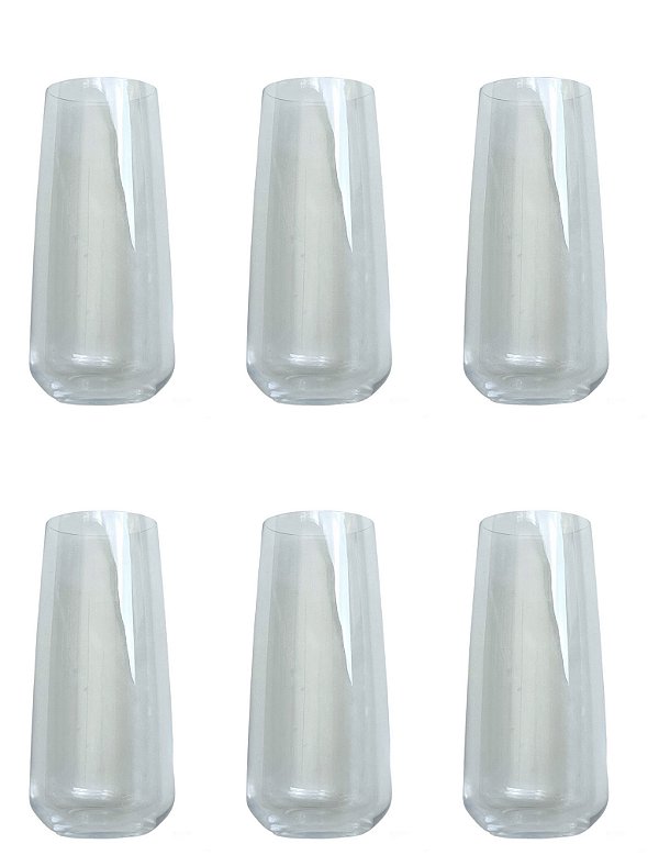Jogo de 6 Copos de Cristal Transparente 330 ml Long Drink