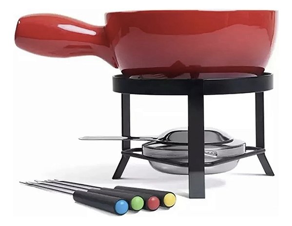 Conjunto De Fondue Em Cerâmica Vermelho Brinox  8 Pçs