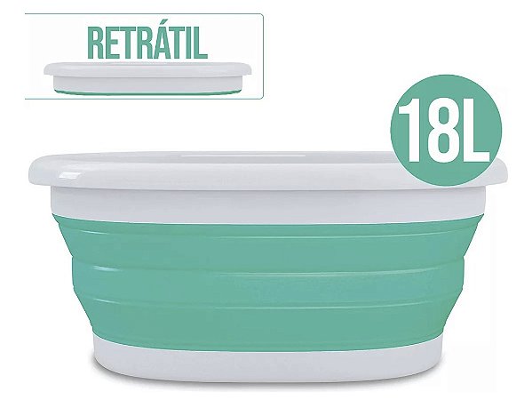 Cesto Retrátil Para Roupas De 18 Litros Flash Limp Cor Verde/ Bacia Para Bebe