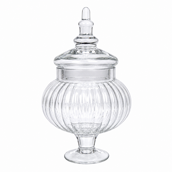 Bomboniere Potiche de Vidro Cristal 700 Ml Luxo Elegante Decorativo Porta Doces Premium