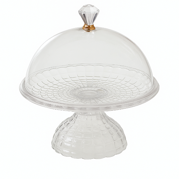 Boleira Com Tampa Pé Acrílico Para Bolo Torta Pudim Grande