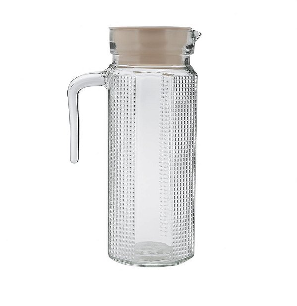 Jarra 1 Litro C/tampa Para Água Suco Vidro Grosso Com Alça