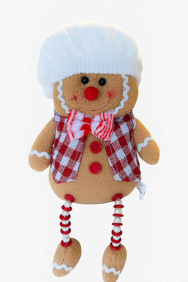Boneco De Natal Biscoito Ginger Sentado Enfeite Decorativo