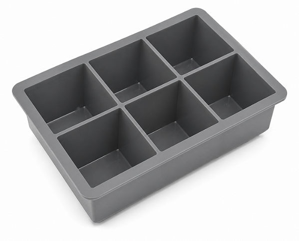 Forma de Gelo Grande 6 Cubos Silicone Quadrado Cinza