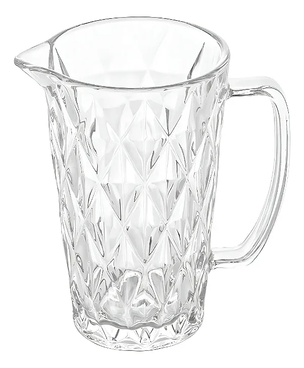 Jarra De Vidro Cristal Transparente Diamond Luxo Mesa Posta Premium