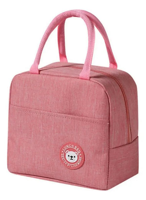 Bolsa Térmica Porta Marmita Unissex Lanche Bebida Mamadeira Rosa