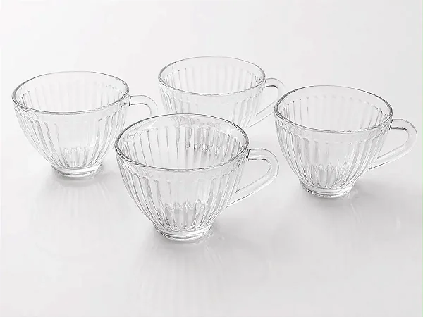 Xícara De Café Tradicional De Vidro Transparente Kit 4 Peças