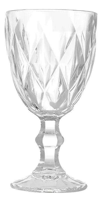 Taça Grande Água Vidro Diamond Transparente Luxo