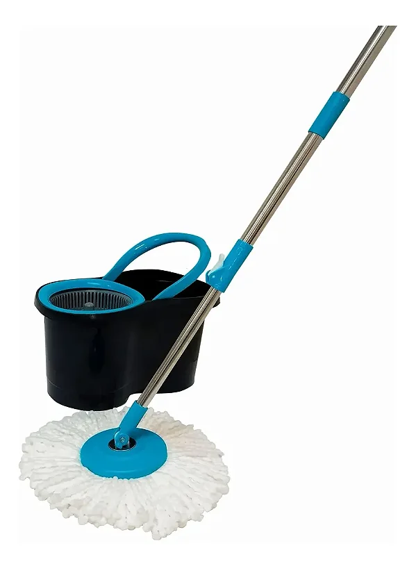 Mop Giratório 360° com Balde Centrifugador 8,7L Cabo Extensível 1,20m e Esfregão Microfibra